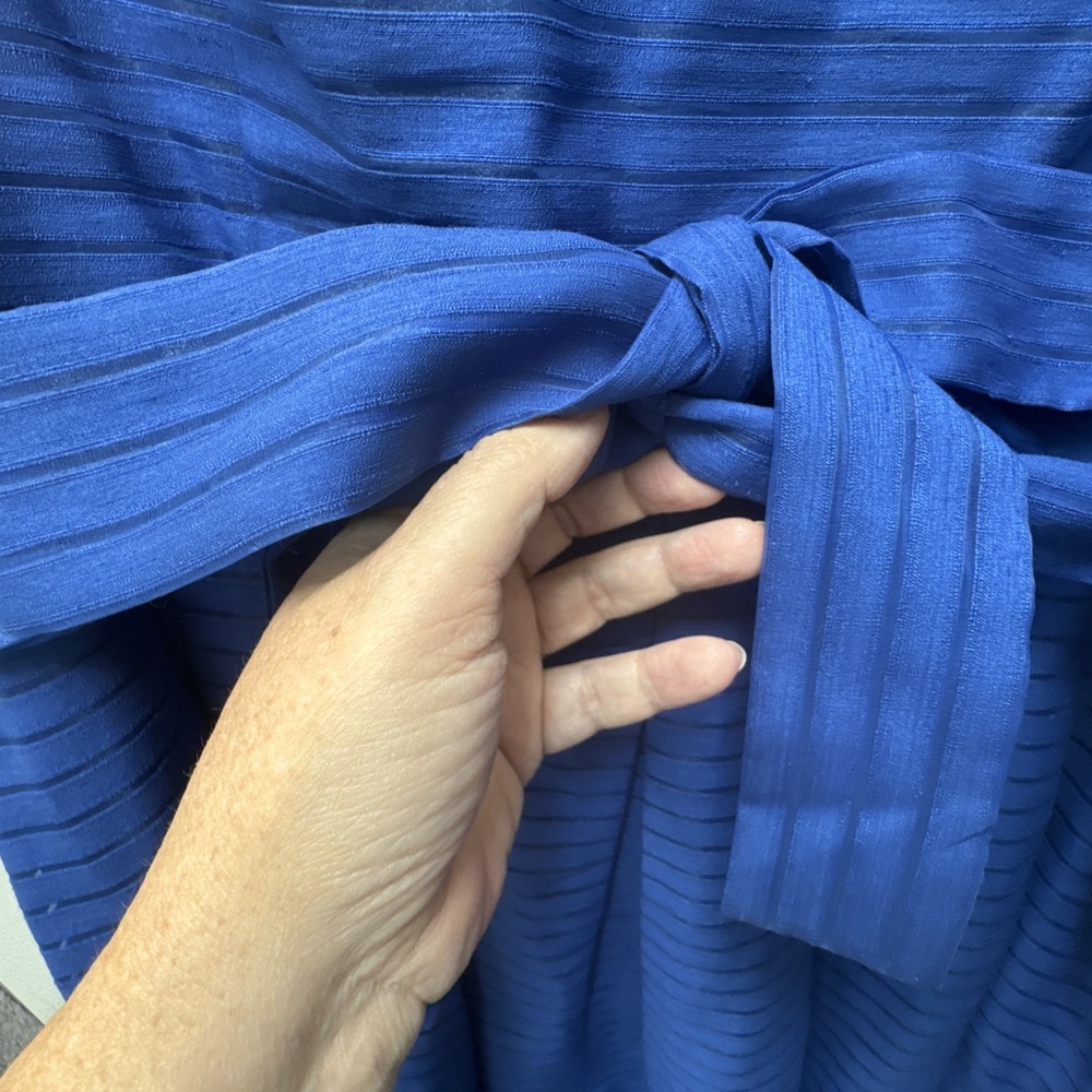 Tommy Hilfiger Dress Sleeveless Women's Size 18 Blue Stripe Fit & Flare Lines - Picture 4 of 13